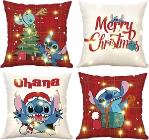 Christmas Pillow Covers with LED Lights 18x18 Inch Set of 4 for Christmas Decor - Picture 1 of 7