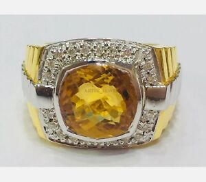 Natural Citrine Gemstone 22k Yellow Gold Men's Ring #407