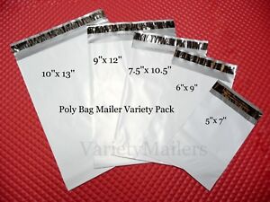 50 Poly Bag Mailer Variety Pack ~ 5 Sizes ~ Self-Sealing Shipping Envelope Bags