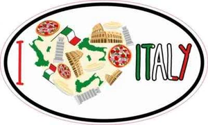 5X3 Oval I Love Italy Sticker Vinyl Travel Car Truck Bumper Stickers Cup Decal - Picture 1 of 1