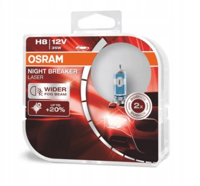 H8 OSRAM Night Breaker Laser 708 Foglight Bulbs 64212NL-HCB Twin - Image 1 of 4