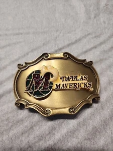 Vintage RainTree Dallas Mavericks 1978 Metal Brass Belt Buckle USA Basketball - Picture 1 of 14