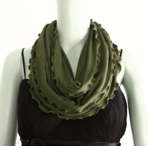 Dark Olive Green  Circle Scarf. Cotton Spandex Infinity Scarf. Loop Scarf. - Picture 1 of 1