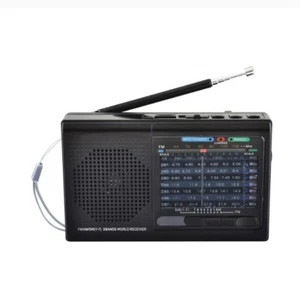 Radio AM/FM Bluetooth recargable supersónica de 9 bandas (negra) con USB/SD MP3 - Imagen 1 de 4