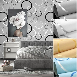 9.5M Modern Abstract Circles Gloss Wallpaper Embossed Textured Non-woven Roll - Picture 1 of 25