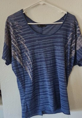 Top Rock & Republic Azul Cuello Redondo Alas Manga Corta Talla M Foto 1 de 4