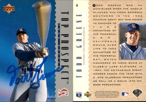 Todd Greene Signed 1995 Upper Deck #6 Card California Angels Auto AU