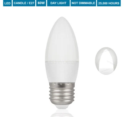 BEST 60W LED Candle Bulb Candle E27 Edison Screw Cap Daylight Candle ES 8W