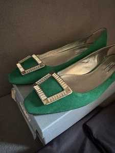 Neu im Karton Prada Ballerinas smaragdgrün Samt verziert Größe 40,5 - Bild 1 von 13