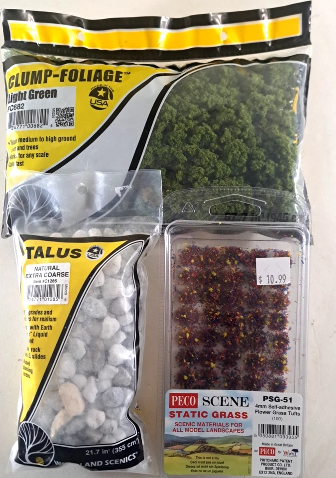 NUEVO Lote de Rocas de Hierba Modelo de Tren Ciudad Paisaje Grava Verde Grumo Follaje Foto 1 de 4