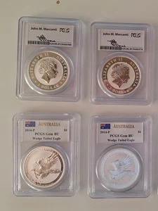 4x Australian Wedge Tailed Eagle 2014 je 1 oz Silber von John Mercanti signiert - Bild 1 von 1