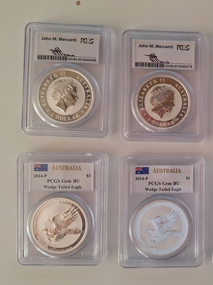 4x Australian Wedge Tailed Eagle 2014 je 1 oz Silber von John Mercanti signiert - Bild 1 von 1