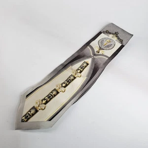 Vtg 90's Baroque Silk Tie Geometric Gold Ivory Black Floral Medallion Italy - Picture 1 of 12