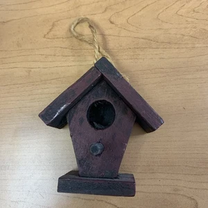 Decorative Rustic Mini Wood Birdhouse with Hanger For Christmas Tree Or Wall C5 - Picture 1 of 7