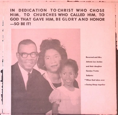 REV. J.L. JORDAN – IN DEDICATION TO CHRIST WHO CHOSE HIM VINYL LP 228-44 - Image 1 of 4