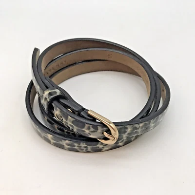 Cinturón Ann Taylor ajustado charol estampado animal para mujer pequeño negro y gris Foto 1 de 4