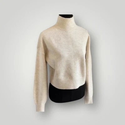 DKNY Jeans Womens Crop Turtleneck Sweater Size XS Beige Wool Blend NWT - Image 1 of 4