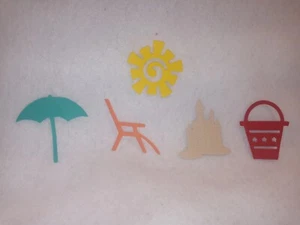Beach Die Cuts By Sizzix - Sun Sandcastle Umbrella Pail Chair -4 Each Set of 20 - Picture 1 of 5
