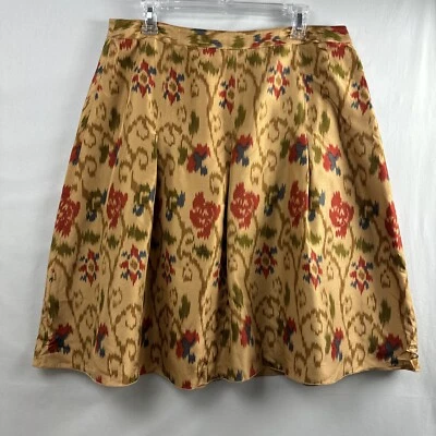 J Jill Skirt Womens Dupioni Silk Pleated Ikat Flare Lined size 12 Large Career - Image 1 of 4
