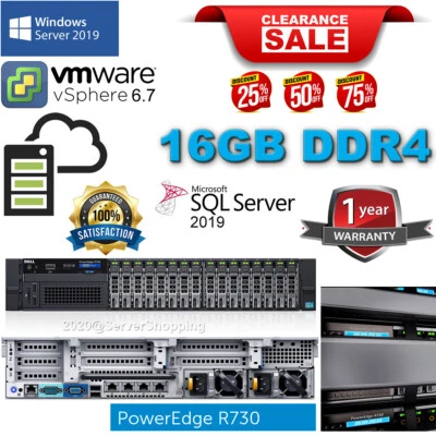 Dell PowerEdge R730 2x E5-2680v4 2.40GHz 16GB DDR4 H330 400GB SSD SAS Enterprise - Image 1 of 4
