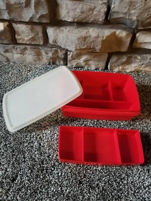 Tupperware Tuppercraft Red Bento Multi Compartment Lunchbox With Removable Tray - Image 1 of 4