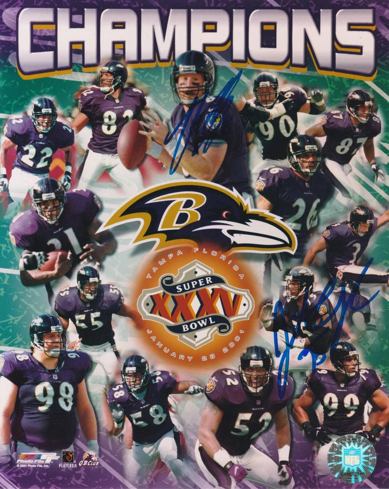TRENT DILFER JONATHAN OGDEN SIGNED AUTO'D 8X10 PHOTO SUPER BOWL BALTIMORE RAVENS - Image 1 of 1