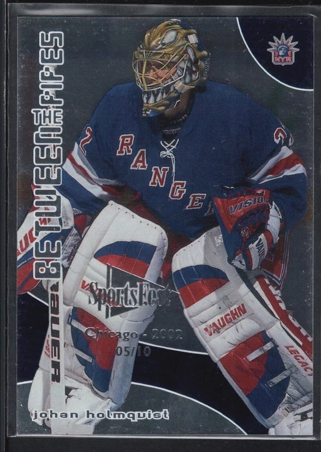 JOHAN HOLMQUIST 2001/02 BAP BETWEEN THE PIPES SPORTSFEST EMBOSSED SP #05/10 - Image 1 of 1
