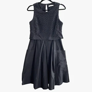 ELIZA J Women Cutout Full Skirt Sleeveless Midi Dress Sz 10 Black Elegant 52-13 - Picture 1 of 12