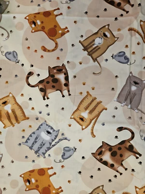 RARE OOP "Cats" Fabric By Timeless Treasures, 3/4 Yard Cotton Fabric! - Image 1 of 3