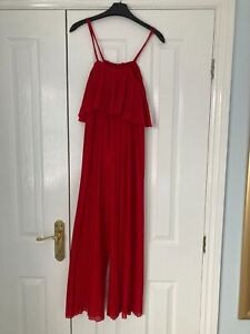 LADIES BRIGHT RED STRETCHY JUMPSUIT  - ONE SIZE (10/12 PET)  BRAND NEW W/OUT TAG
