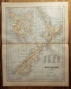 Antique Map - New People's Cyclopedia, 1887 - New Zealand/Tasmania - Picture 1 of 8