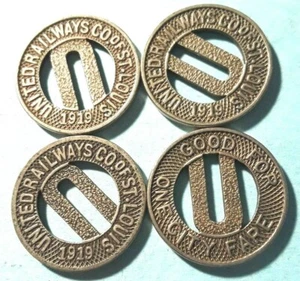 UNITED RAILWAYS Good for one Bus Fare Transit token SAINT LOUIS MISSOURI MO 910D - Picture 1 of 2