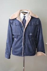 TRUE VINTAGE Trailmaster Sherpa Lined Trucker Denim Jacket Fits Slim Baller - Picture 1 of 21