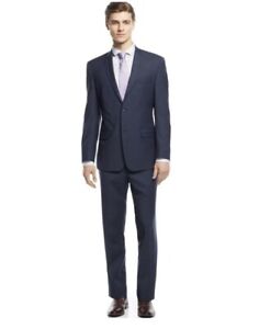 NWT $502 Andrew Marc Blue Slim Fit 2 Piece Suit Jacket Blazer Coat Pants 40 S