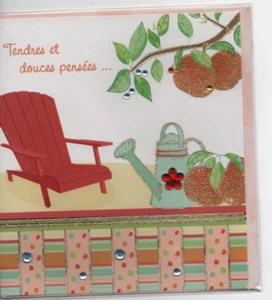 CARTE Double.Voeux-NEUVE-15 cm X 13,5 cm-DECOR jardin Tendres et douces pensées - Picture 1 of 2