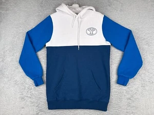 BYU Cougars Sweater Men Medium Blue Pullover Hoodie Colorblock Pockets Polyester - Picture 1 of 15