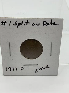 1977-P Lincoln Penny Split Error on #1 in date Coin - Picture 1 of 6