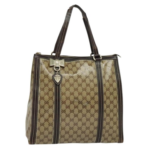 GUCCI GG Borsa Tote Cristallo Rivestita Tela Beige Oro 181491 Autore bs25998