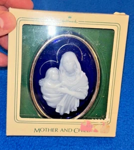 Hallmark Keepsake Ornament "Mother and Child" Blue White Acrylic 1983 Jesus - Picture 1 of 7