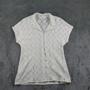 Camisa Top Blusa Top Vintage St Michals Para Mujer Reino Unido 12 Medida Encaje Blanco - Imagen 1 de 8