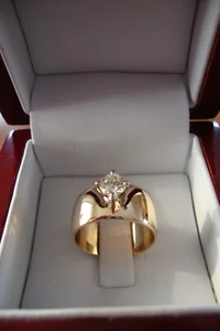 14K YELLOW GOLD VINTAGE 0.48 CT DIAMOND RING 7.5 GRAMS SIZE 5.5 5.75  WIDE SHANK - Picture 1 of 9