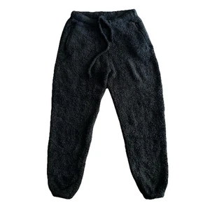SKIMS Cozy Knit Teddy Fleece Jogger Lounge Pants Zip Pockets Onyx Black Unisex M - Picture 1 of 12