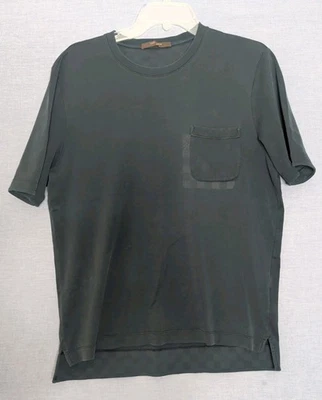 Camiseta Vintage LOUIS VUITTON Monograma Logotipo Bolso Baú Azul Marinho Tamanho G - Imagem 1 de 4