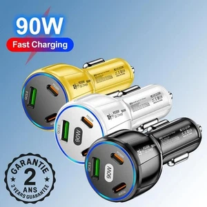 Chargeur Allume Cigare Téléphone Voiture Auto USB Rapide QC3.0 90W Type C PD30W - Photo 1/9