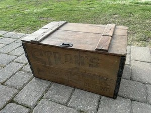 Antique 1910s Strohs Lager Beer Detroit MI Wood Crate Bottle Box Pre Prohibition - Picture 1 of 11