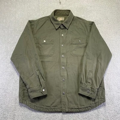Duluth Trading Co Mens Shirt Jacket Large Green Canvas Lined Workwear Shacket - Image 1 of 4