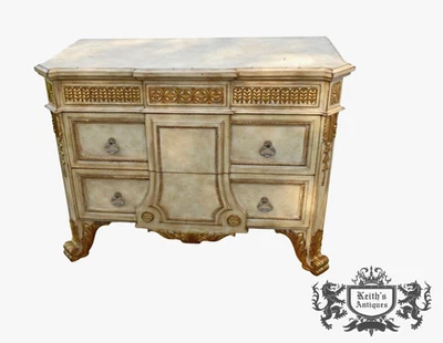 Cómoda de dos cajones vintage Pulaski ornamentada estilo veneciano con reflejos dorados Foto 1 de 4