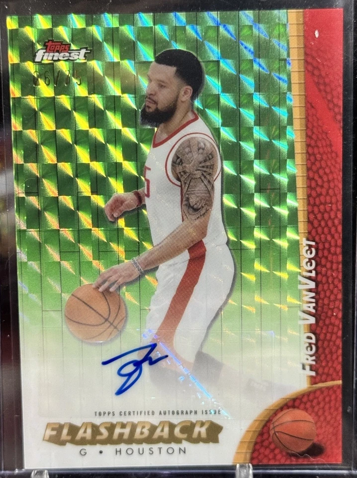 FRED VANVLEET 2024-25 TOPPS FINEST FLASHBACK GREEN GEOMETRIC AUTO /75 - Image 1 of 1