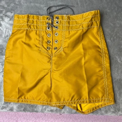 Vintage Birdwell Beach Britches Board Shorts Women's Size 26 Mustard Drawstring - Image 1 of 4