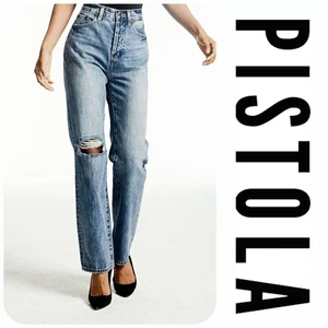 NWT Pistola Cassie Super Hi Rise Button Fly Straight Jeans Sz. 26x31 Play Day - Picture 1 of 13